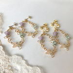 【 春冠の手鏡 】 お花 ワイヤーアクセサリー （イヤリング/ピアス）