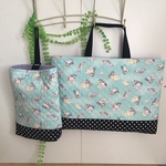 【色もサイズも変更可能】W45×30cmからw45×35cmへも ★ ピンク ドット ユニコーン柄 🦄 ペガサス ★ ショルダーひもつき大きめレッスバッグ