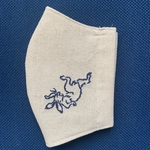 手刺繍マスク　鳥獣戯画・兎