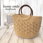 普段使いの丸ハンドルの麻紐マルシェバッグ