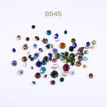 B545  60g  ガラスラインストーン Vカット ラウンド ミックスカラー＆サイズ    3×20g(約400ヶ)