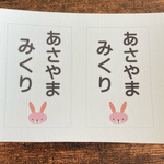 [ゆるかわウサギ柄]名前入り・5×7cm2面・ローマ字・平仮名・漢字・体操服