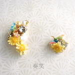 お花畑の鶴のイヤーカフセット