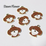 【D-0258】8pcs　イヌ　18×17mm　ブラウン　チャーム