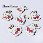 【D-0262】8pcs　リボンを付けたウサギ　20×16mm　レッド 　チャーム