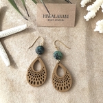 アフリカンターコイズとデザインウッドのピアス