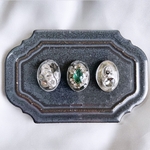 glass oval 3way ice clear Earrings