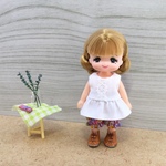 紫　ミキちゃんマキちゃん　かぼちゃパンツ　レースとフリルのトップス　ミキマキ　服　リカちゃん