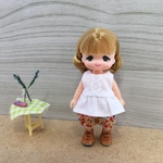 黄色　ミキちゃんマキちゃん　かぼちゃパンツ　レースとフリルのトップス　ミキマキ　服　リカちゃん