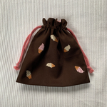 【手刺繍】ソフトクリームの刺繍巾着