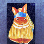 フェルメールの真珠の耳飾りのうさぎ🐰🌈絵画　名画