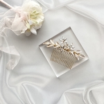 【再販×5】結婚式 お呼ばれに ホワイトゴールド フラワー リーフ ヘアコーム