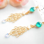 【新作】～mermaid　jewelry〜人魚姫【イヤリング】ゆらゆら揺れる  スワロフスキー  春　ロングイヤリング/ネジバネ式イヤリング　