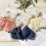 大ぶり フラワー×シフォンタッセル ピアス