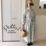 『受注生産』2way/サックス・春色の花柄コットン・ロング丈・バンドカラー シャツワンピース/ポケットつき