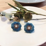 お花刺繍ピアス...深青