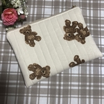 再販♡フラットポーチ❁︎くまアイボリー