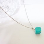 再♡ターコイズキュービックシンプルネックレス