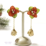 ◇X'mas◇ポインセチアみたいな紫陽花のピアス／イヤリング