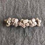 陶器　ナチュラルバレッタ　ピンクの花と小鳥