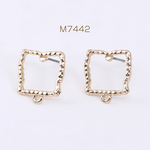 M7442  30個  デザインチタンピアス 変形四角 カン付き 16×18mm ゴールド   3×（10ヶ）