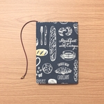 【 文庫本 】ブックカバー   ハンドメイド  カフェタイム ブルーグレー