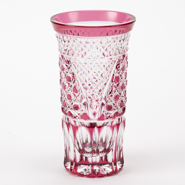 門脇硝子 アンバークリスタル 籠目 ペア 冷茶グラス 箱付き 江戸切子の