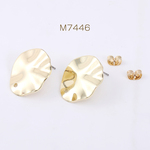 M7446  30個  デザインポストピアス 花びら 1穴 20×23mm ゴールド  3×（10ヶ）