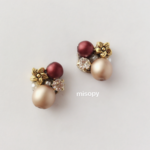 パールと椿の和風ビジューピアス
