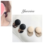 販売再開♥︎︎レザー×マーブルサークル✧︎*。ピアス＊イヤリング