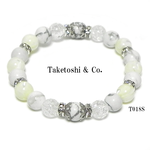 純粋無垢な白と銀色の天然石ブレスレット   【T018S】  ＃天然石　＃ブレスレット #パワーストーン