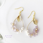 ◆紫陽花◆しずく型フープピアス／イヤリング(ラベンダー)