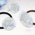 再販＊3◆押し花◆Blue Flower＊ネモフィラのヘアゴム／ポニーフック
