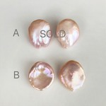 無穴　14kgf ペタルパールピアス、イヤリング　花びらパール(ピンク)