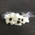 【新作】卒業式 結婚式 成人式 アネモネ　チュール　ヘッドドレス　ホワイト　袴
