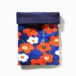 ハリネズミ用寝袋 M（冬用） フリース×フリース フラワー ブルー / Regular Snuggle Sack for Hedgehog