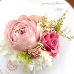 コサージュ＊プリザーブドフラワー＊薔薇のコサージュ＊パリジェンヌピンクパープル＆チェリーブロッサム