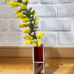 ✴︎新作✴︎スクエア　アンティークガラスの一輪挿し　赤🌙ステンドグラス花瓶