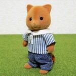 シルバニアファミリー　初期キツネ・タヌキ　お父さん 服　ダンガリーストライプ　シルバニア