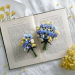 ビオラとミモザの花束コサージュ*親子おそろいset*（アーティフィシャルフラワーのコサージュ／卒園式・卒業式・入園式・入学式・発表会・結婚式・パーティー・お出かけ　に） 