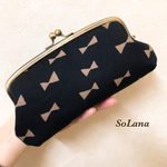 ご依頼品◇モノクロ×リボン親子がま口長財布