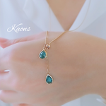 2way Y字 ロングネックレス🍀ブルー クリスタルネックレス🍀 シンプルネックレス🍀ピアス　🍀イヤリング