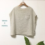 プルオーバーベスト・カシミアウール＆リネン/明るいグレージュ/かぶって着られる