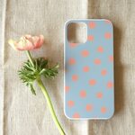 「mimosa dot（grey & coral）」＜ホワイトケース＞【 表面のみ印刷 】