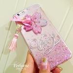 名入れ 桜♡ピンクグリッター✨ハートリボンタッセルチャーム付き キラキラ オリジナルスマホケース  春 サクラ