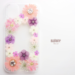 ＊ピンク紫マーガレット押し花スマホケース＊
