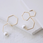 14kgf ピアス「Polygon」アシンメトリーピアス