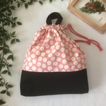 【rn-1203様専用ページ】上履き入れと体操着入れの2点セット　女の子用シューズバッグ　女の子用体操着入れ　ピンク✖️黒　花柄　裏地付き　受注制作