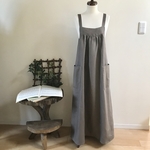 フルオーダー　ライトブラウン リネン100%ルーズワンピース 丈オーダー