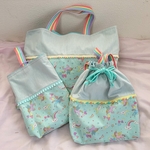 再販☆入園入学♡ゆめかわ♡虹のユニコーン🌈レッスンバッグ☆シューズ袋☆体操着袋の3点セット☆受注制作